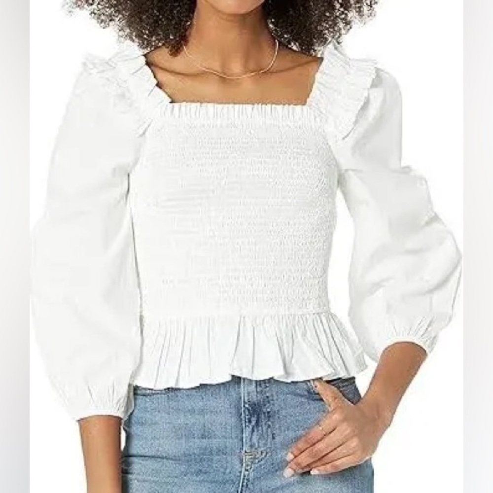 The Drop Women's Marisol Long-Sleeve Ruffle Smocked Top